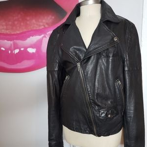 Men's black leather jacket